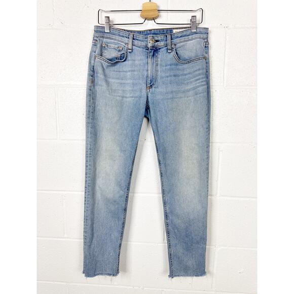 Rag & Bone Dre Low Rise Ankle Slim Boyfriend Jeans Womens 27 Albion Blue Raw Hem - Picture 1 of 7